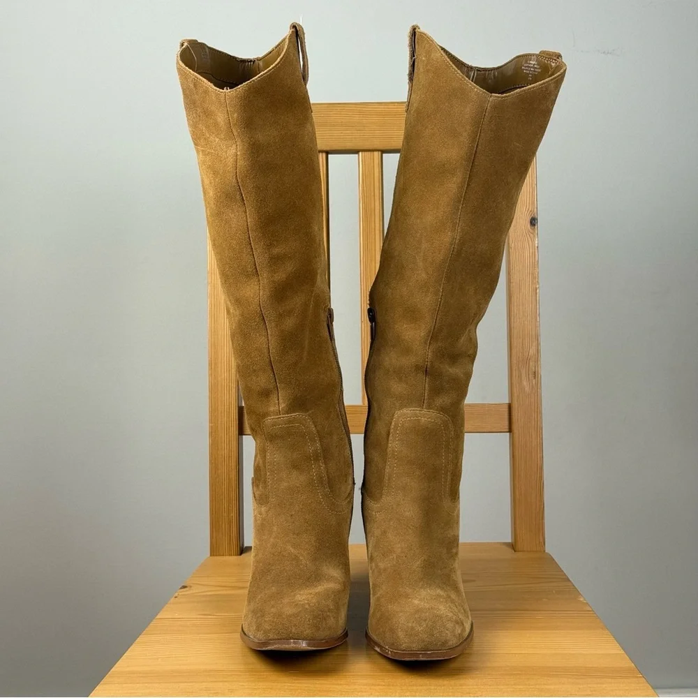 Crown Vintage Tan Suede Heeled Cowgirl Boots - Picture 2 of 16